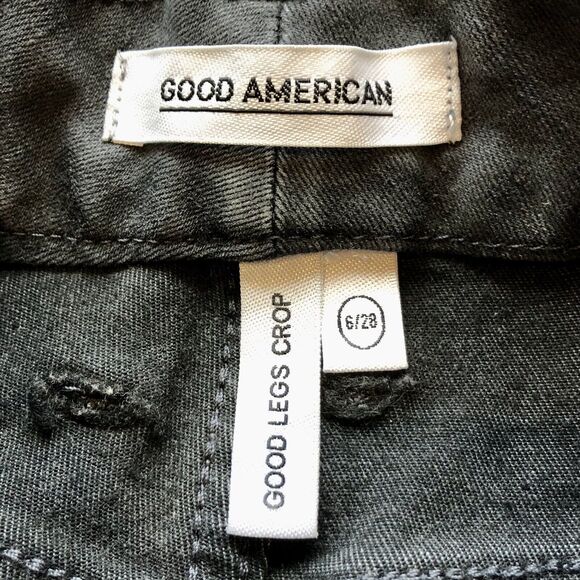 Good American Jeans 6 / 28 Good Legs Crop Gray High Rise Frayed Hems Skinny - Picture 4 of 13